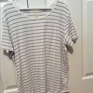 CAlia White Tee with Black Stripes